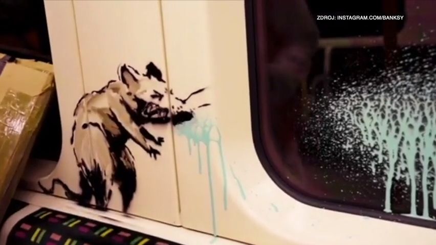 Video: Banksyho kýchající krysy v metru nabádaly k nošení roušek